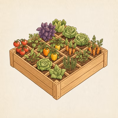 4x4 raised bed garden layout