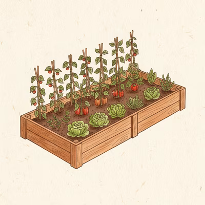 4x8 raised bed garden layout
