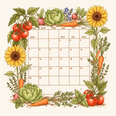Planting calendar showing zone-specific planting dates for vegetables
