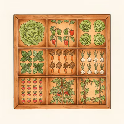 Square foot gardening spacing chart